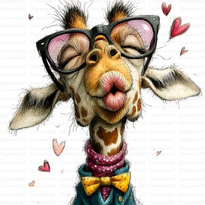 20 schrullig Giraffe Clip art, verrückte Giraffe Clipart, Junk Journaling, wunderliche Tiere, Scrapbook, Kartenherstellung, digitaler Download, Fantasy