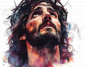 24 Jezus Chrystus Clipart, Wielkanoc Jezus Clipart, Wysokiej Jakości JPG, Wydrukowalne Akwarele Clipart, Pobieranie Cyfrowe, Dzienniki śmieci, Papierowe rzemiosło