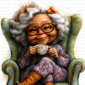 20 Funny Black Old Lady Clipart, Black Grandma clipart, Printable Watercolor, High-Quality JPGs, Junk Journal, Digital Craft, Paper craft