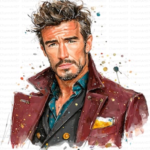 Elegant gentleman Clipart-paket: Akvarell smokingdesigner (JPG)