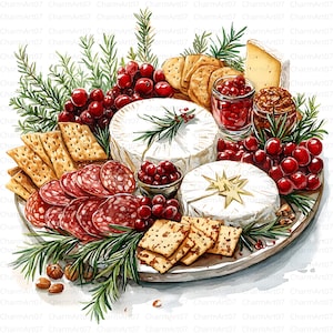 28 kaasverscheidenheid clipart, gastronomische kaasschotel illustratie, charcuterie aquarel, hoge kwaliteit jpg's, papier ambacht, dagboek