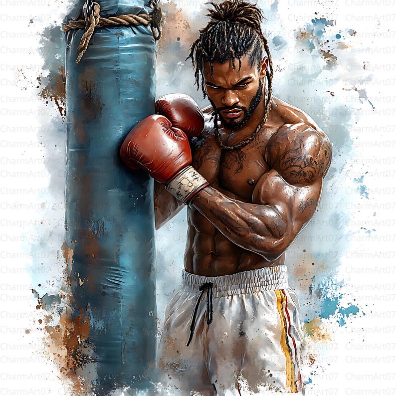 Watercolor Boxing Clipart Bundle: Fight Illustrations (digital Download ...