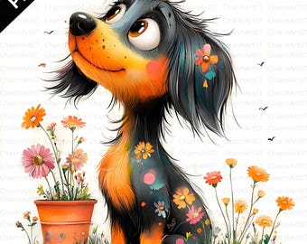 Watercolor Dog Clip Art: Whimsical Puppy Illustrations (Digital Download png)