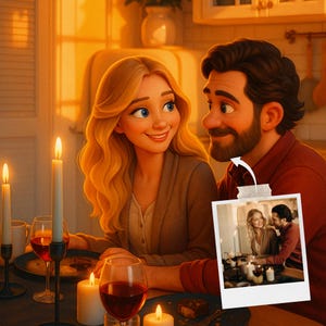 Couple Pixar Style Portrait from Photo, Personalized 3D Cartoon Illustration, Custom Digital Art Gift for Couples,Printable Romantic Artwork