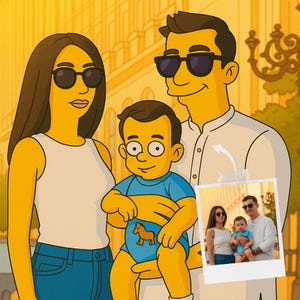 Simpsons Style Family Portrait from Photo, Personalized Cartoon Drawing, Custom Digital Art Gift for Families, Kids, Pets, Printable Artwork