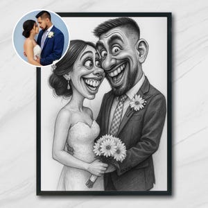 Retrato de pareja en caricatura a partir de una foto, dibujo personalizado en estilo caricatura, regalo digital divertido para parejas, retrato personalizado, descarga instantánea
