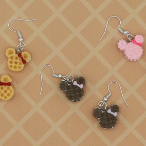 Minnie Mouse Inspired Waffle Ice Cream Sandwich Earrings