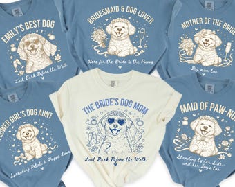 Personalized Dog Bachelorette Shirt Set, Bridal Party Dog Mom Tee, Bride Squad Dog Lover Gift, Comfort Colors Bridesmaid T-shirt