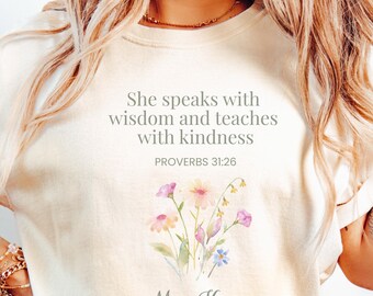 Comfort Colors Personalized Christian Teacher Shirt, Proverbs 31 Teacher Tee, Custom Teacher Name Gift, Teacher Appreciation