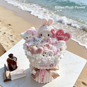 Handgemachter Plüschhasenstrauß, Kawaii Blumen-Geschenk-Box