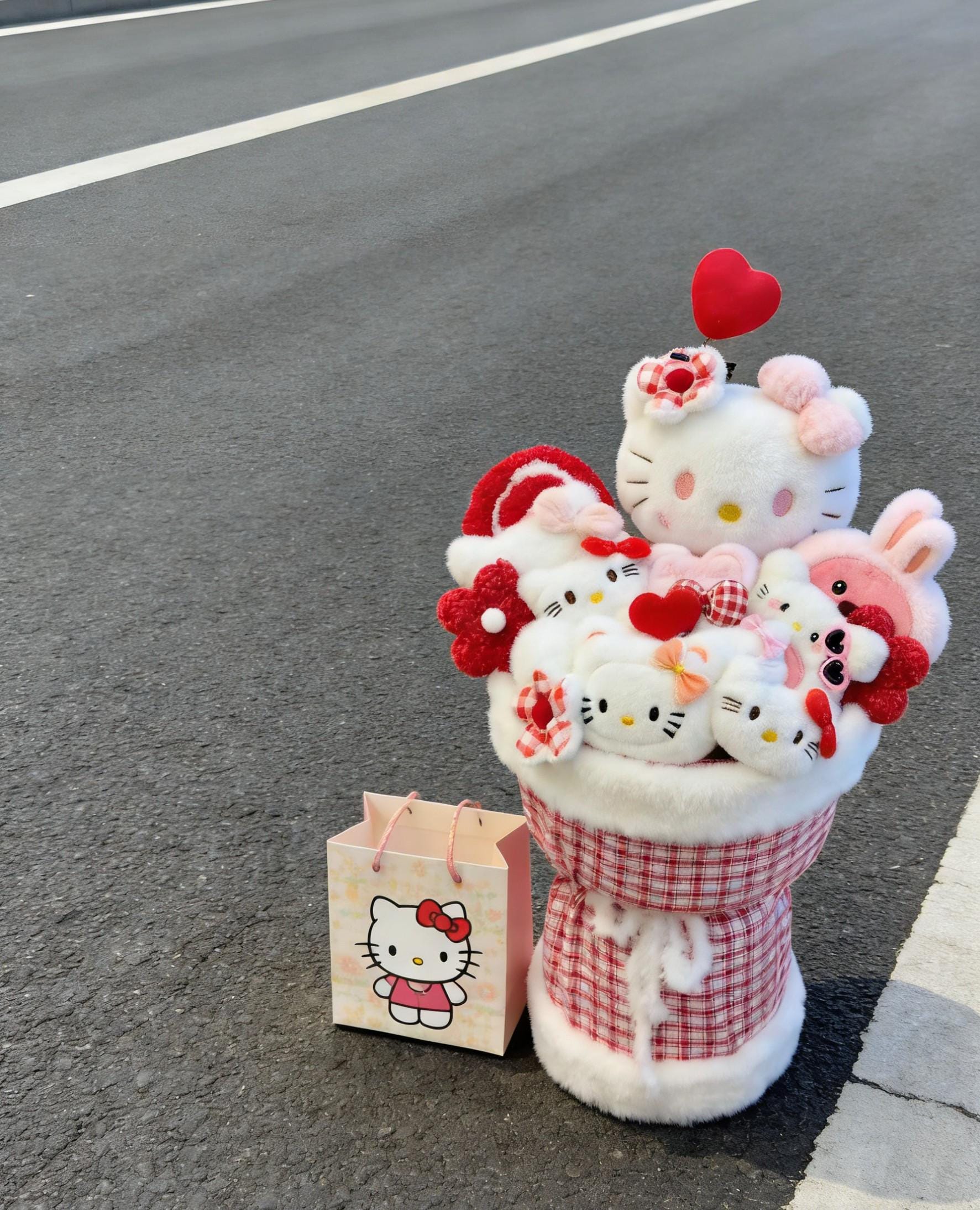 かわいいハローキティブーケ、サンリオぬいぐるみブーケ、造花