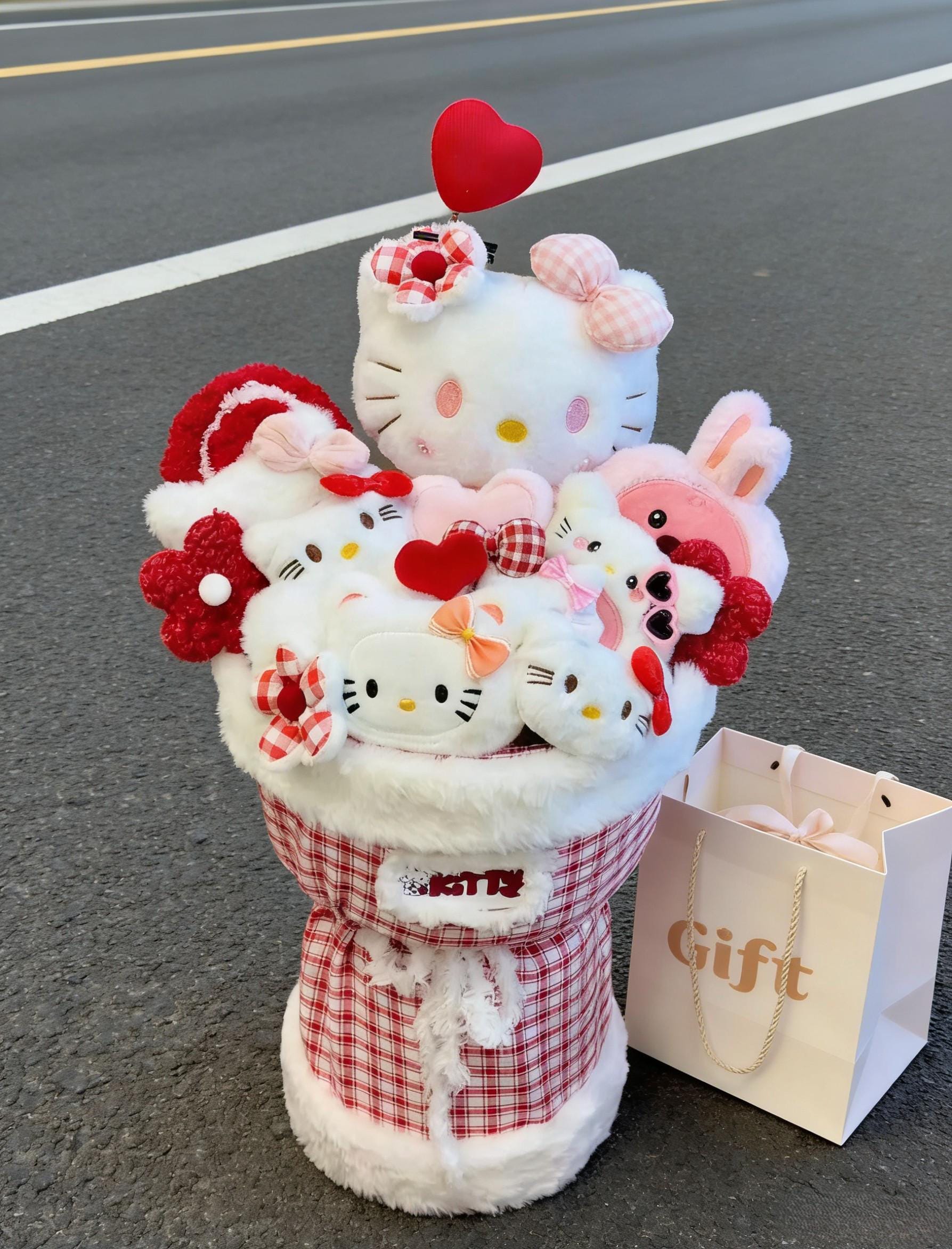 かわいいハローキティブーケ、サンリオぬいぐるみブーケ、造花