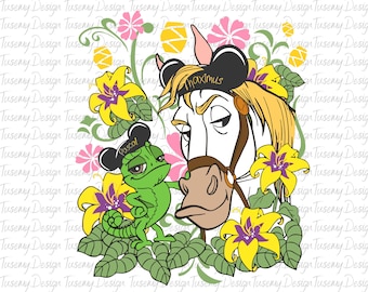 Retro Rapunzel Pascal And Maximus PNG, Retro Princess PNG, Princess Pascal PNG, Pascal Shirt, Rapunzel Shirt