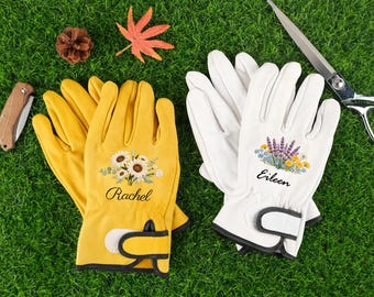 Individuell bedruckte Gartenhandschuhe mit Blumenmotiven für Damen, personalisierte Arbeitshandschuhe für den Außenbereich, Gartenhandschuhe, Schutzhandschuhe für den Garten