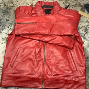 Veste en cuir rouge vintage pour homme, veste de moto en cuir véritable, style motard rétro, cadeau pour elle, vêtements d'extérieur doux et élégants