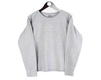 Vintage Nike Sweatshirt Size Women's M Gray 90s Sport Style Crewneck Jumper Pullover Retro Wear