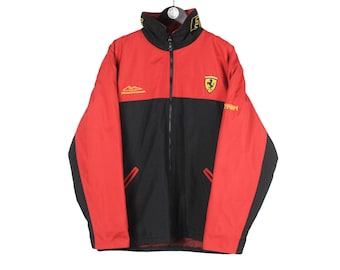 Vintage Ferrari Team Jacke Formel1 Racing F1 Size XL Schwarz Rot Michael Schumacher 90s Sport Style Casual