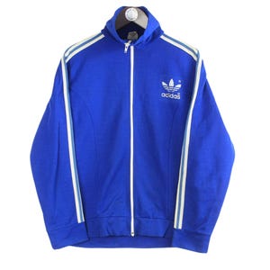 Vintage Adidas Track Jacket Size S Blue Made in Hong Kong 80s
