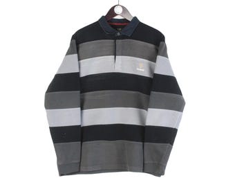 Vintage Guinness Fleece Rugby Shirt Size L Black Gray 90s Sweater Pullover Jumper Winter Outdoor Ski Style