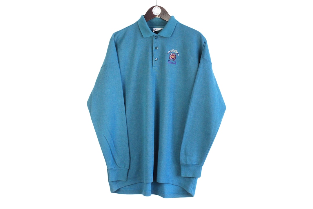 Vintage Adidas Golf Long Sleeve Polo T-shirt Size M Blue 00s