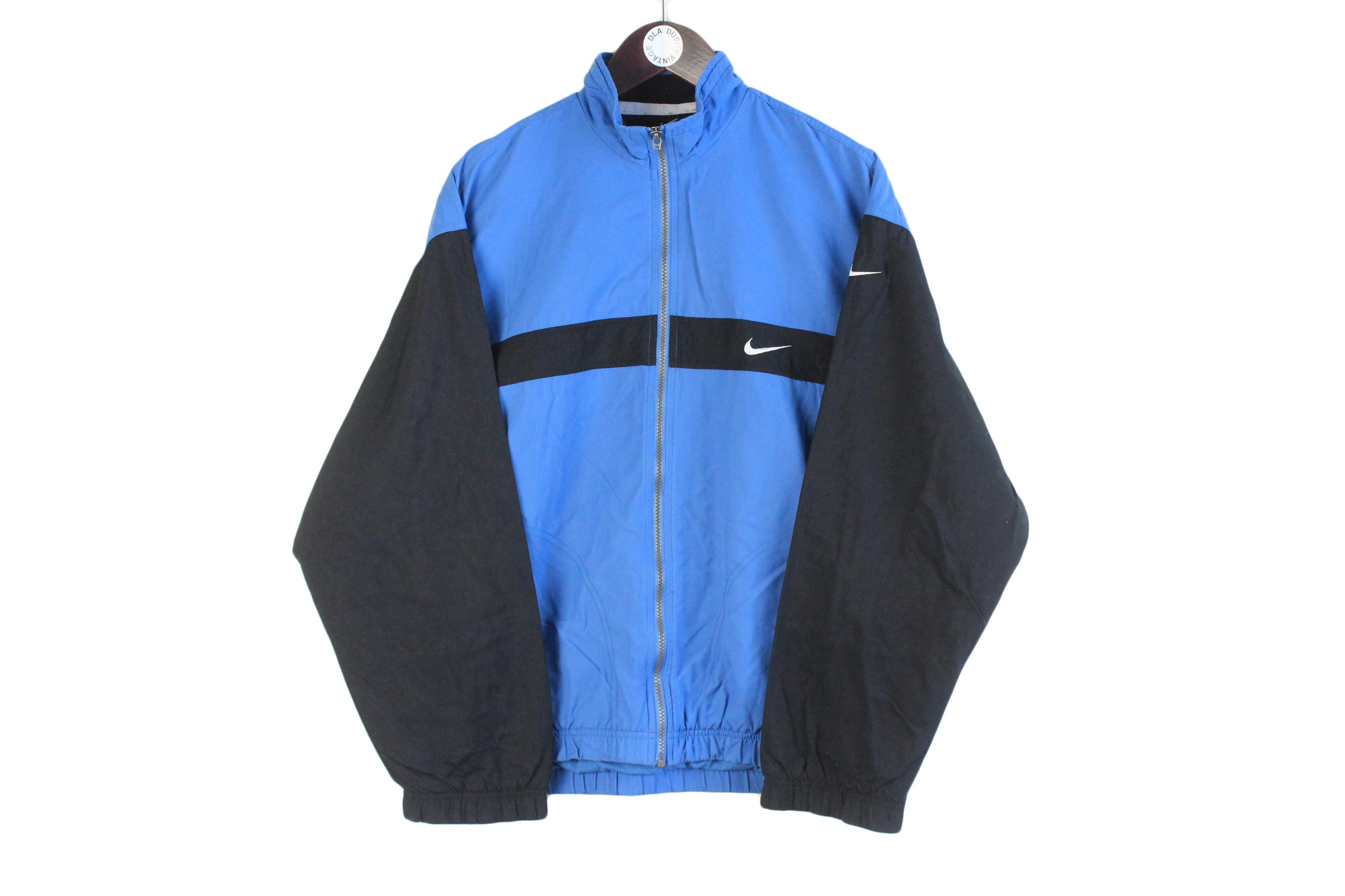 Vintage Nike Track Jacket Size M Blue 90s Sport Style Casual Light
