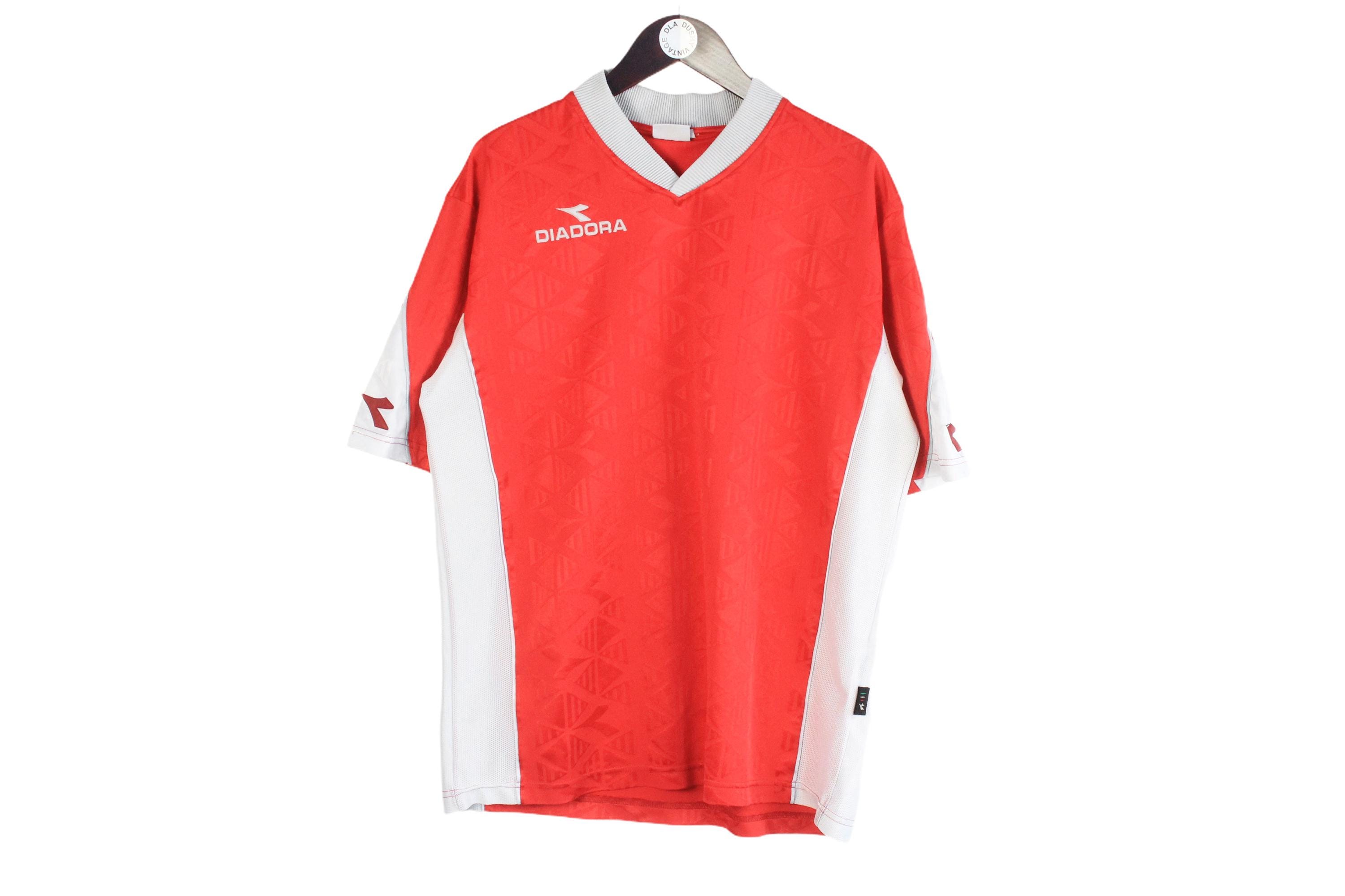 Vintage Diadora Jersey T-shirt Size L Red Football Sport