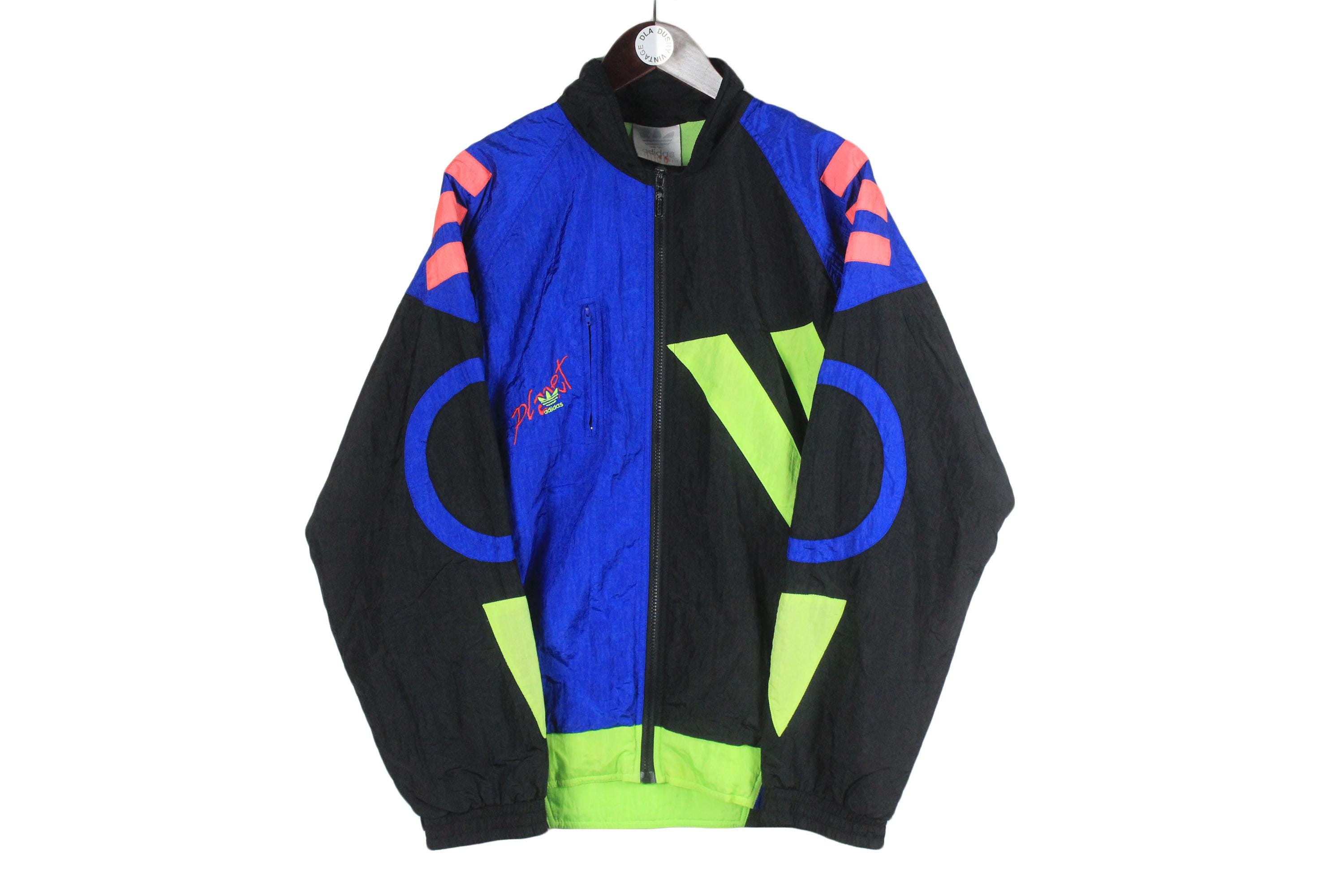 Vintage Adidas Planet Track Jacket Size L Multicolor Crazy Pattern
