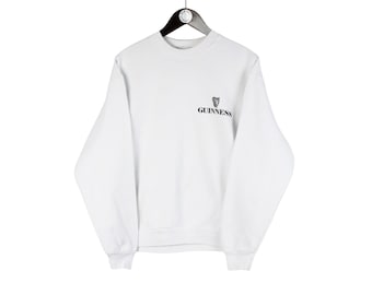 Vintage Guinness Sweatshirt Crewneck Size M White Irish Stout Beer Pub Style 90s Sweater Pullover Jumper Casual Style