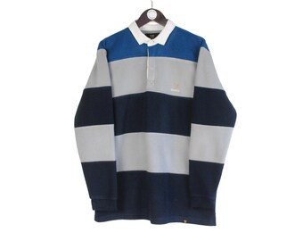 Vintage Guinness Fleece Rugby Shirt Size L Gray Blue 00s Sweater Pullover Jumper Winter Outdoor Ski Style