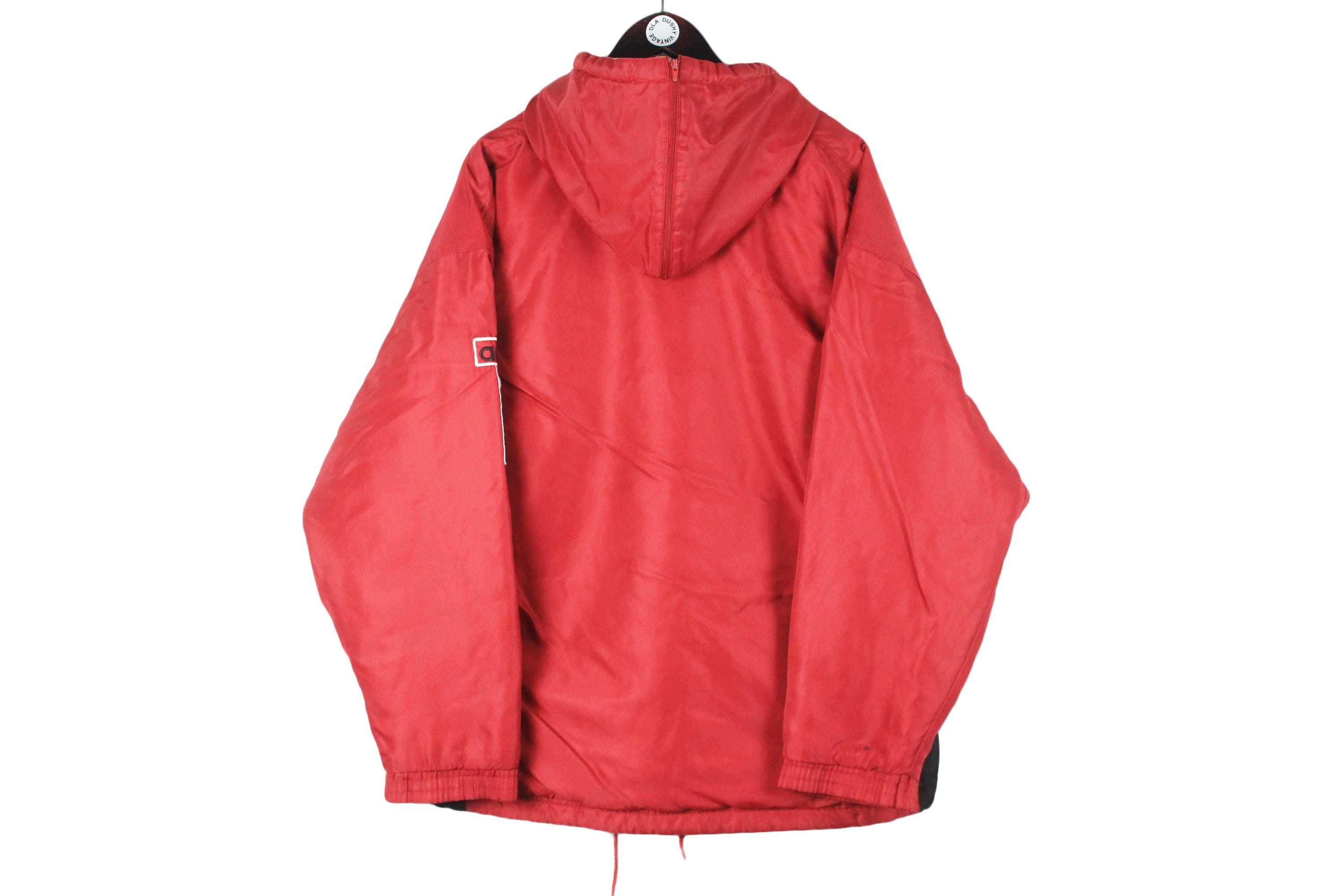 Vintage Adidas Jacket Hooded Size M Red Light Wear 90s Sport Style