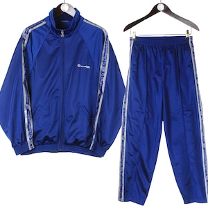 Vintage Champion trainingspak maat S blauw jaren 90 retro sportstijl trainingspak jasje en broek jumpsuit