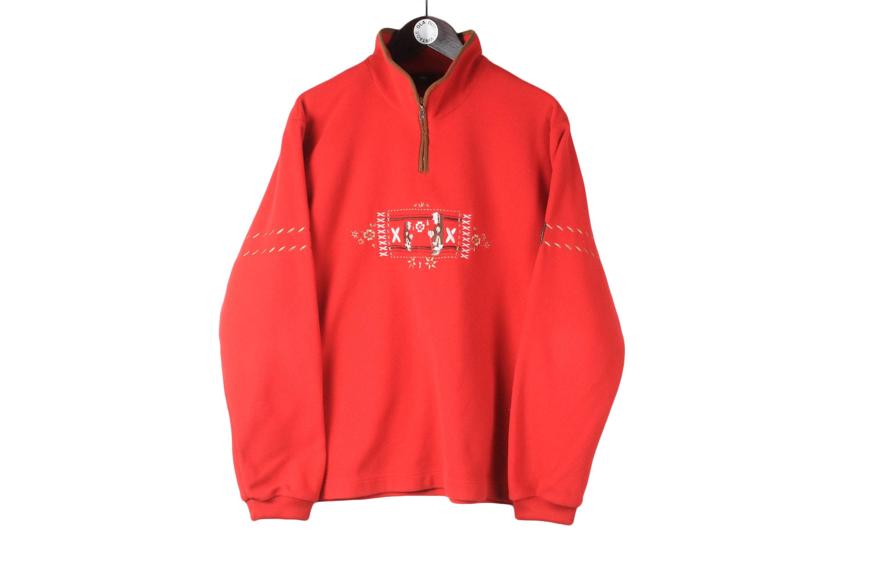 Vintage Bogner Fleece 1/4 Zip Size Women's XL Red 90s Sweater