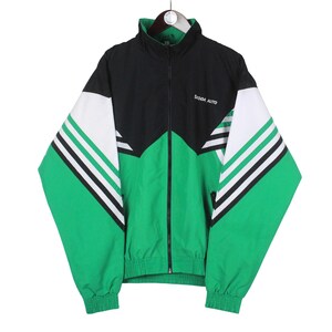 Vintage Skoda Track Jacket Racing Wear Style Green Black Size XL