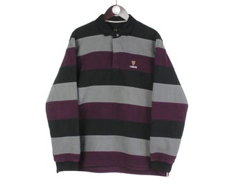 Vintage Guinness Fleece Rugby Shirt Size L Gray 90s Sweater Pullover Jumper Winter Outdoor Ski Style