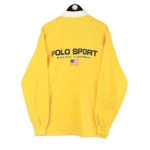 Vintage Polo Sport by Ralph Lauren Rugby Shirt Size L Yellow Big