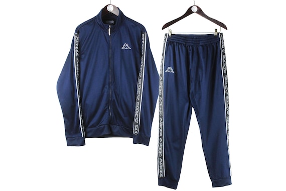ウォーキング・ランニングウェア 90s Vtg Old Kappa Tracksuit/Jacket/Pants Vintage Kappa Tracksuit Size XL Blue 90s Retro Sport Style