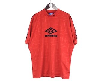 Vintage UMBRO Big Logo T-shirt Polyester Red Size XL Men's Rare