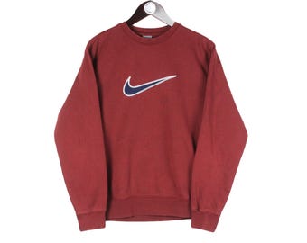 Vintage Nike Block Embroidery Gray Sweatshirt Medium 90s Nike