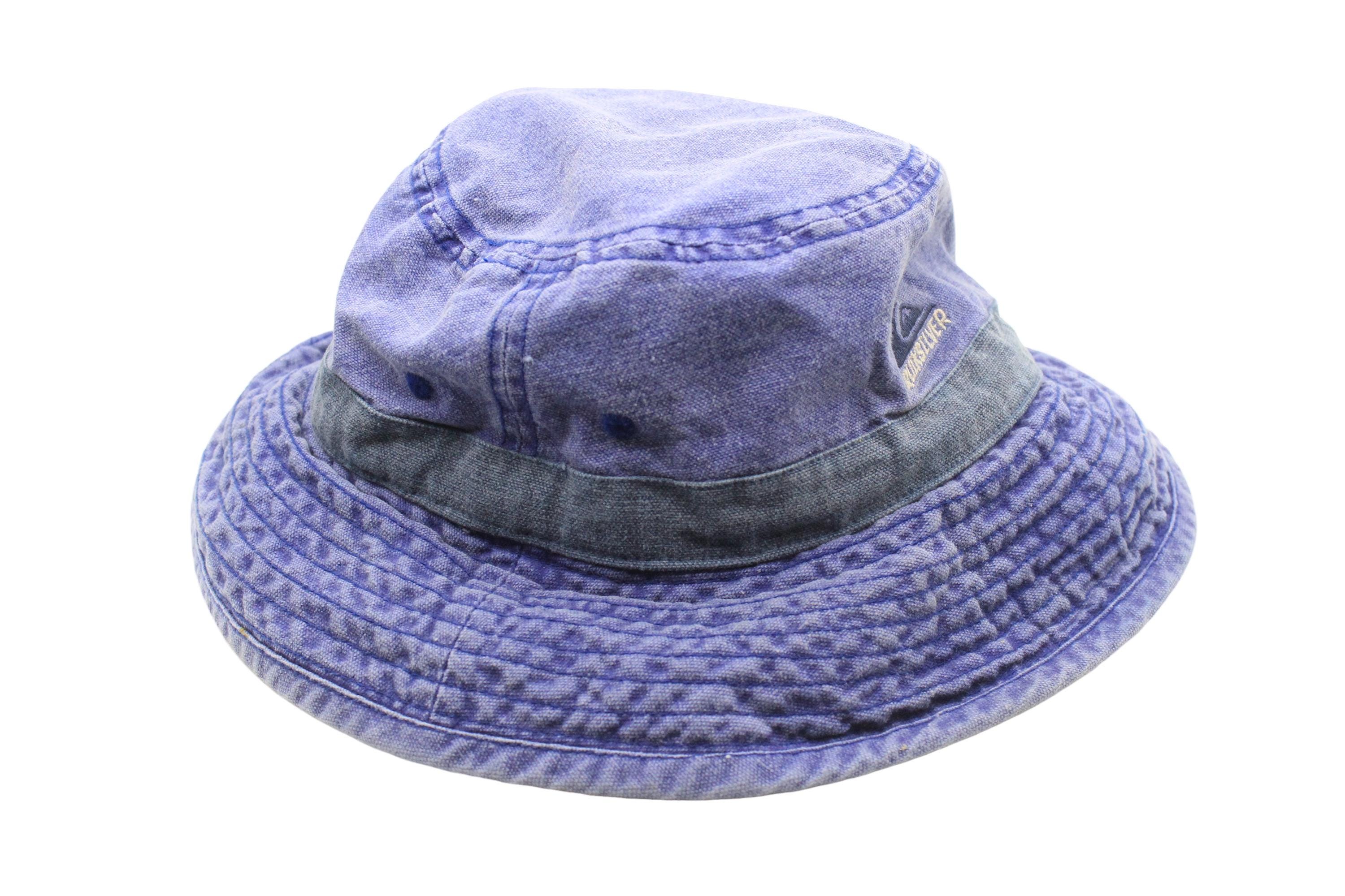 VTG 90s Quiksilver Reversible Bucket Hat Navy Blue Canvas Tribal Surf Print Y2K Quiksilver Bucket Hat Black Small Medium S/M Sun Fishing  main image 3