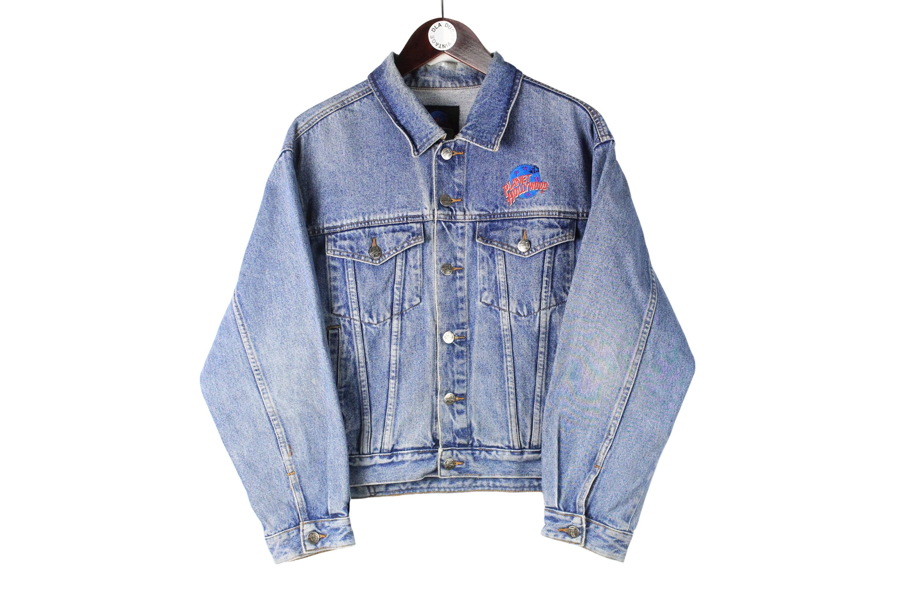 Vintage Planet Hollywood Key West Denim Jacket Size S Blue 90s