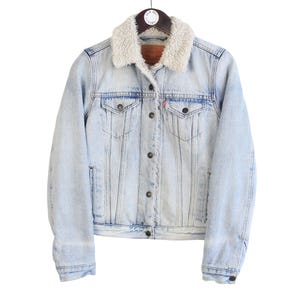 Vintage Levi&#39;s Sherpa Jeansjacke Größe S Blau Jeansjacke 90s Jeansjacke Größe S Blau mit Kragen
