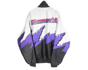 Rare Design Vintage Brand Racing Kawasaki Motorcycle Jacket 1990s