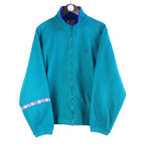 Vintage Jack Wolfskin Fleece Full Zip Size M Blue 90s Sweater Pullover Jumper Winter Outdoor Ski Style