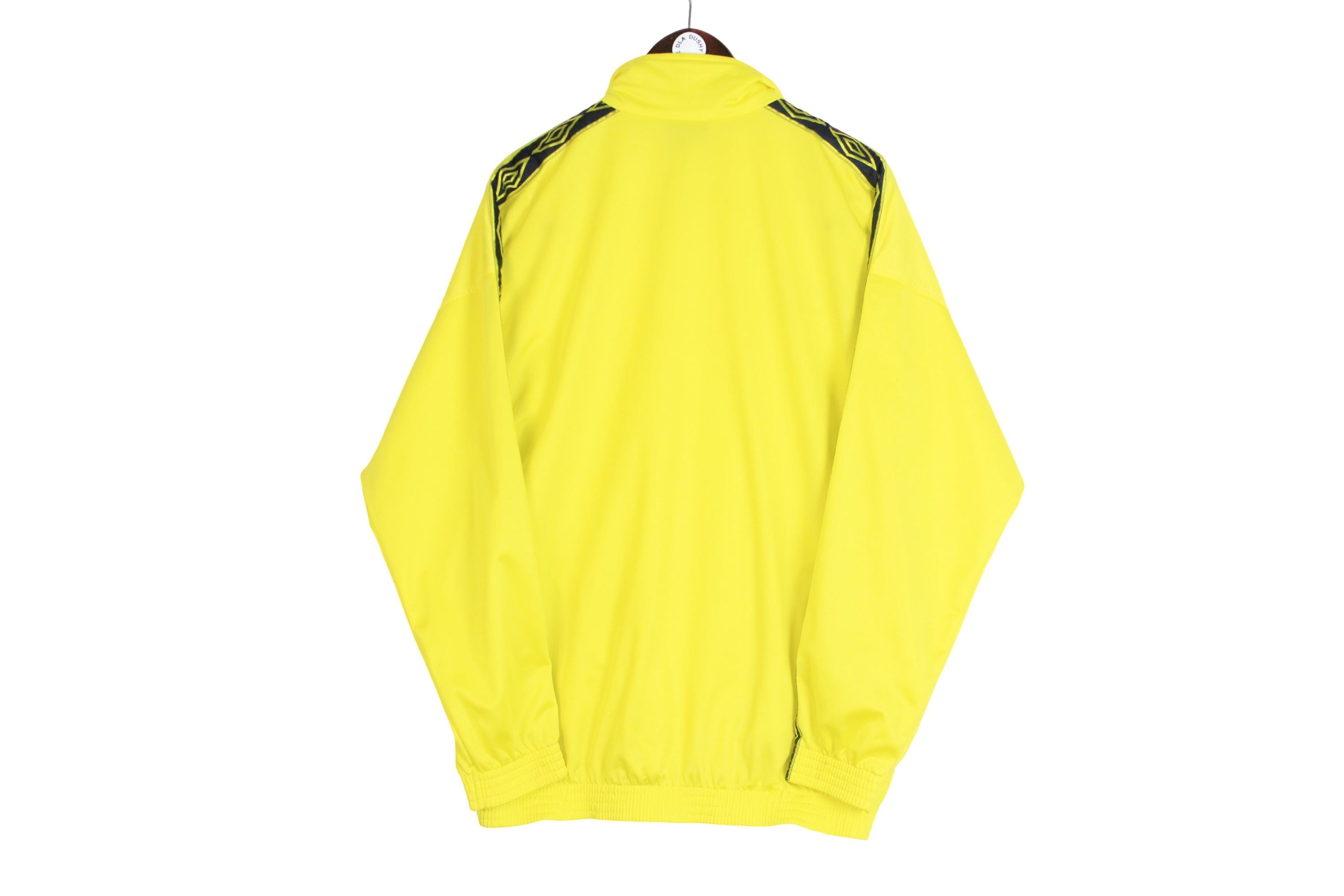 Vintage Umbro Track Jacket Size L Yellow 90s Sport Style Casual