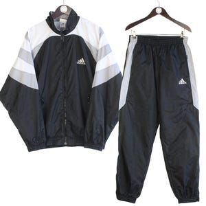 Vintage Adidas Tracksuit Size L Black 90s Retro Sport Style Track Suit Jacket and Pants Jumpsuit