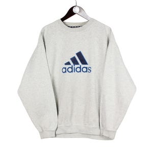Vintage Adidas Sweatshirt Gray Size S/M Big Logo 90s Sport Style Crewneck Jumper Pullover Retro Wear