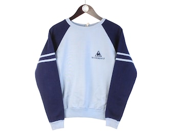 Vintage Le Coq Sportif Sweatshirt Größe Damen S/M Blau 90er Jahre Sport Style Rundhals Pullover Retro Wear