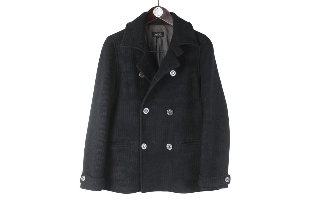 Vintage A.P.C. Pea Coat Size Women's 38 Black Heavy Wool Jacket