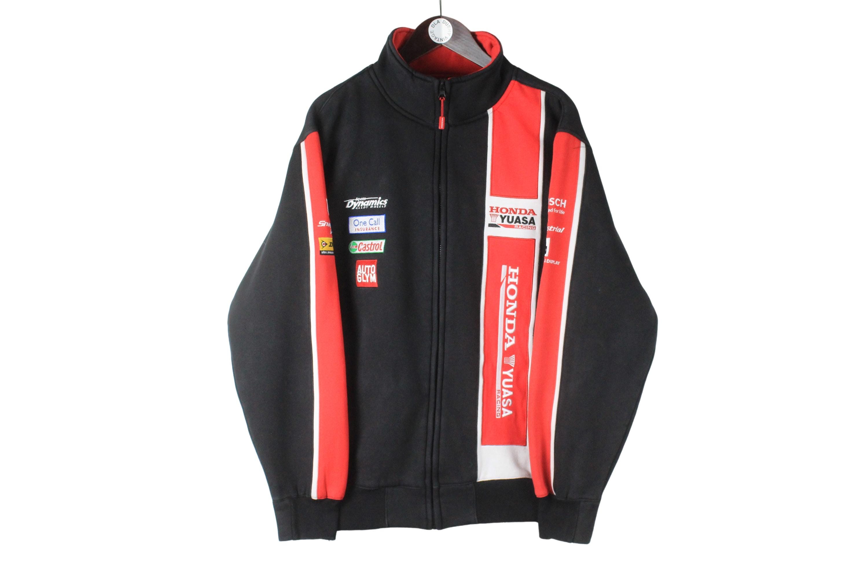Vintage Honda Yuasa Racing Full Zip Sweatshirt Size XL Cardigan 