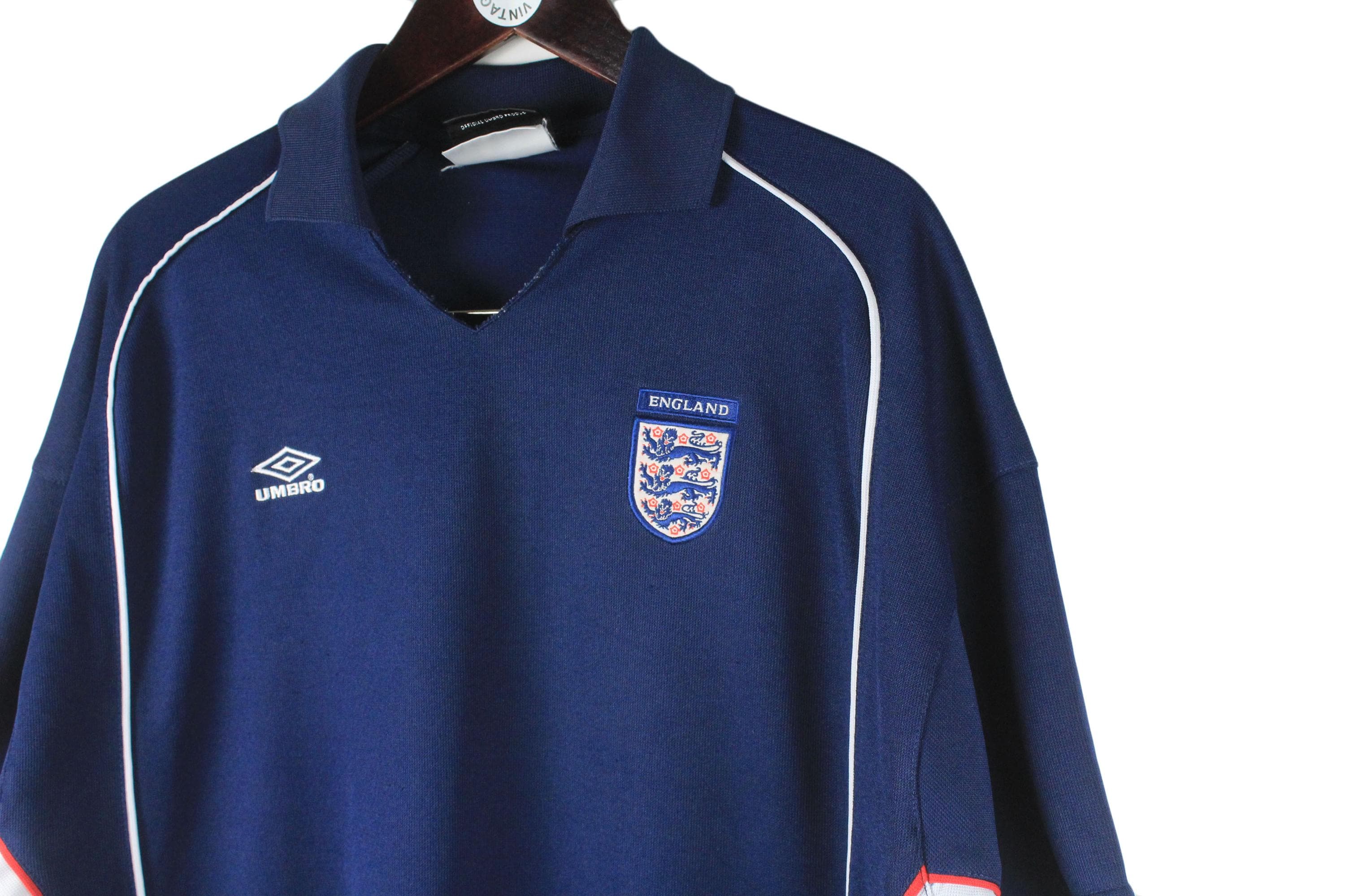 Buy Vintage England Team Umbro Jersey T-shirt Size XL/XXL Blue